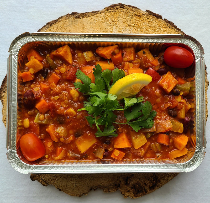 Vegetarian Chili with Beans, Sweet Potatoes and Chipotle