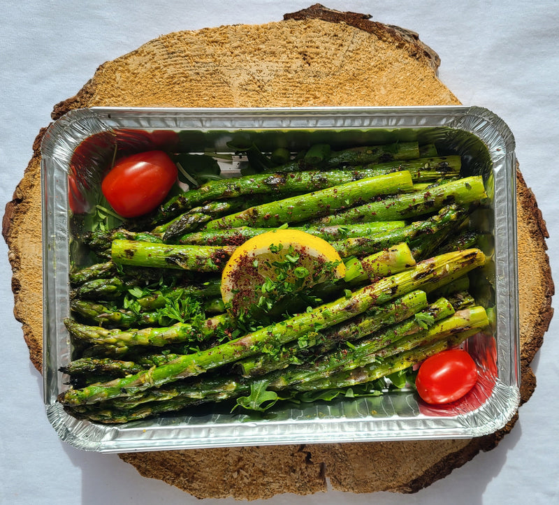 Grilled asparagus with lemon, herbs and olive oil